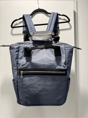 A new day Navy Blue Roll-Top Style Backpack with Front Zip Pocket